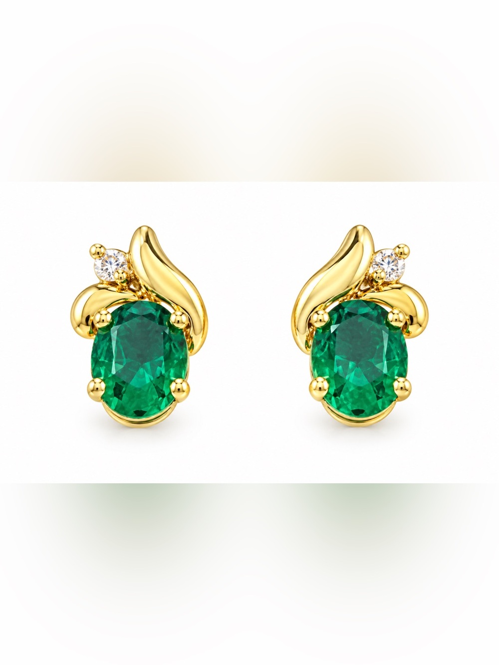 Vintage New Gold and Emerald Green Gemstone Earrings